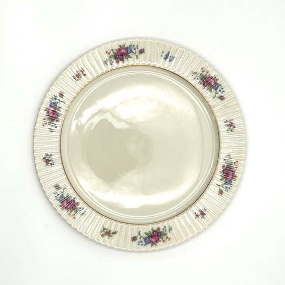 12.5” Vintage Floral Lenox Platter With Ribbed Edges & Gold Trim - Granny Cottag - Picture 1 of 11